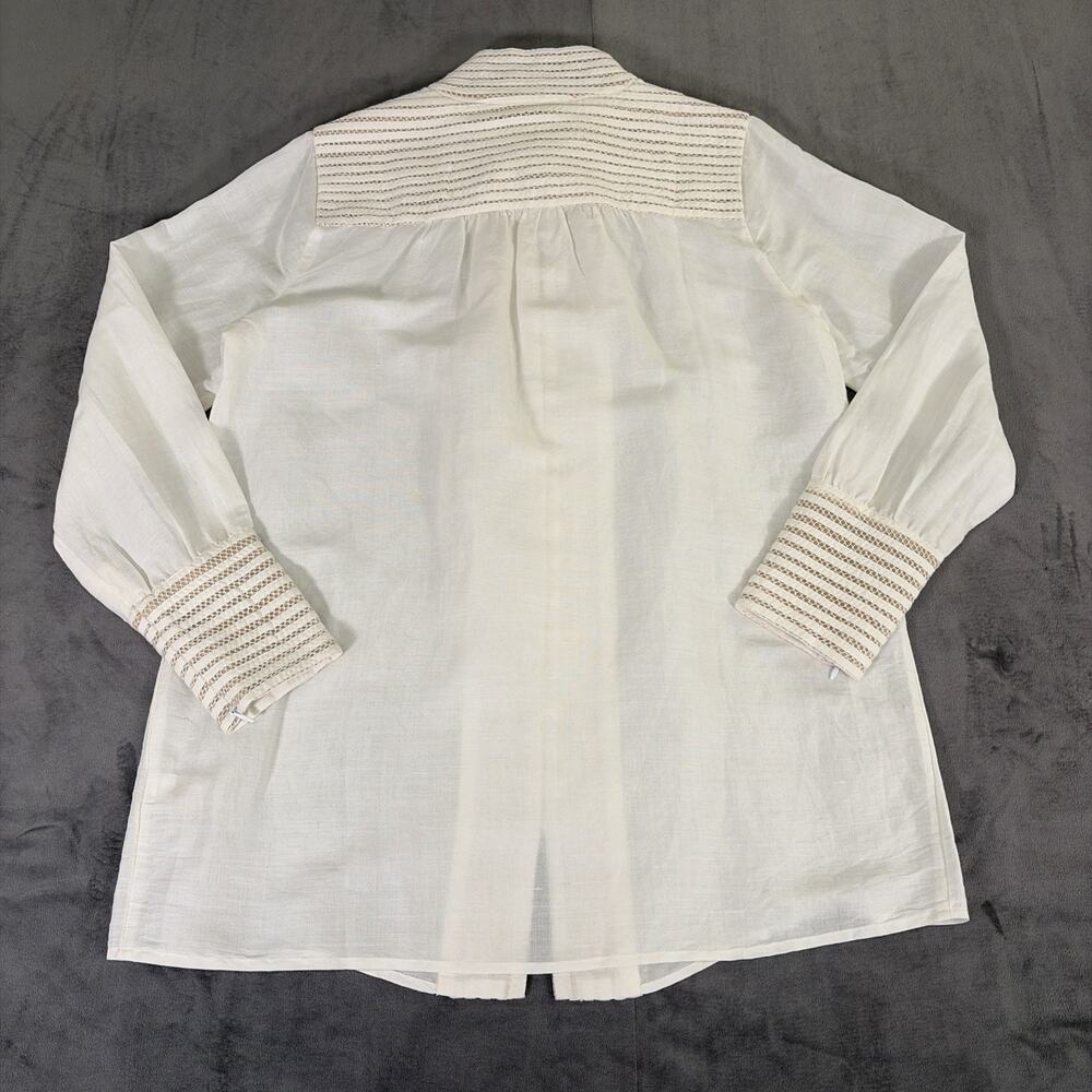 NWOT Soft Surroundings White/Tan Buttonfront Lace/Crocheted Button Blouse Small - Picture 11 of 14